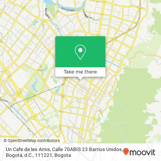 Un Cafe de les Amis, Calle 70ABIS 23 Barrios Unidos, Bogotá, d.C., 111221 map