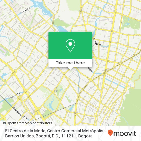 El Centro de la Moda, Centro Comercial Metrópolis Barrios Unidos, Bogotá, D.C., 111211 map