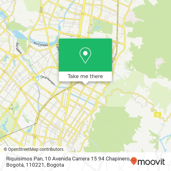 Mapa de Riquísimos Pan, 10 Avenida Carrera 15 94 Chapinero, Bogotá, 110221