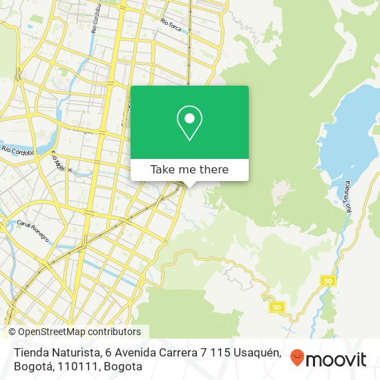Mapa de Tienda Naturista, 6 Avenida Carrera 7 115 Usaquén, Bogotá, 110111