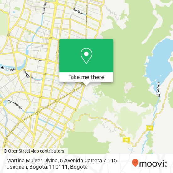 Mapa de Martina Mujeer Divina, 6 Avenida Carrera 7 115 Usaquén, Bogotá, 110111