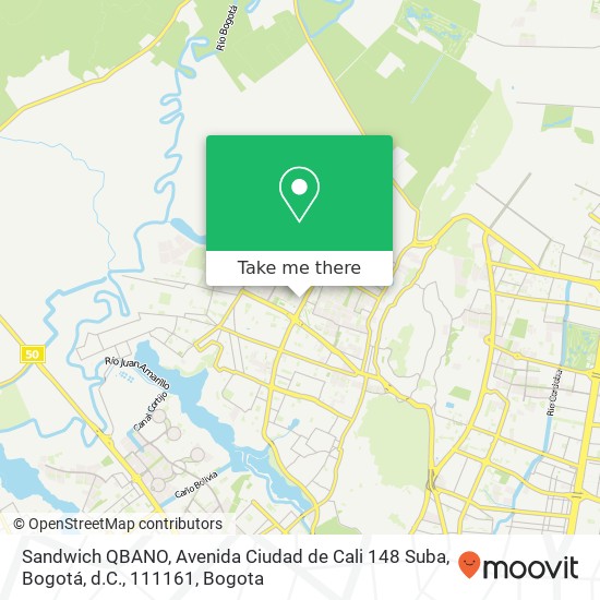 Mapa de Sandwich QBANO, Avenida Ciudad de Cali 148 Suba, Bogotá, d.C., 111161
