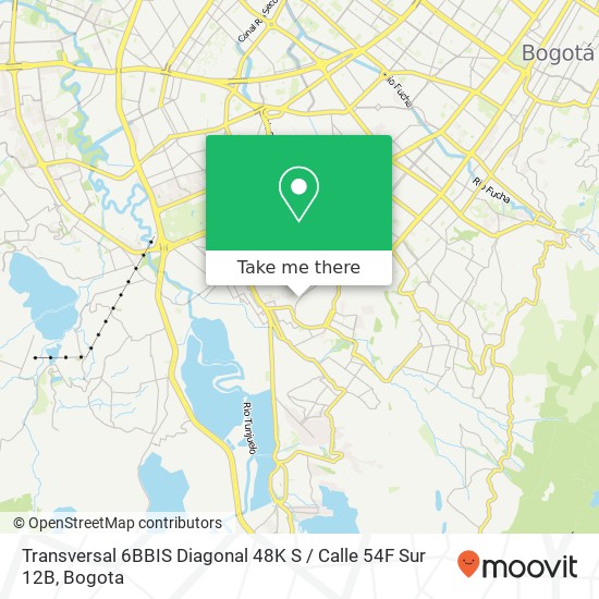 Mapa de Transversal 6BBIS Diagonal 48K S / Calle 54F Sur 12B