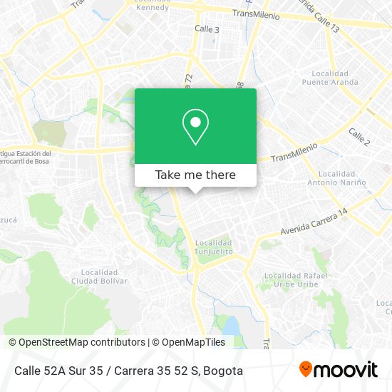 Calle 52A Sur 35 / Carrera 35 52 S map