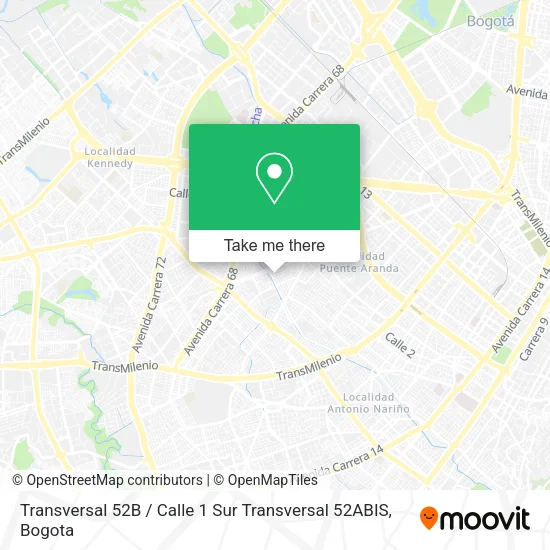 Mapa de Transversal 52B / Calle 1 Sur Transversal 52ABIS