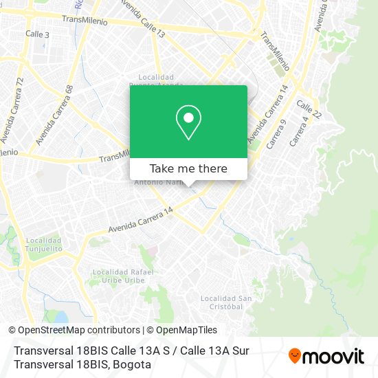 Transversal 18BIS Calle 13A S / Calle 13A Sur Transversal 18BIS map