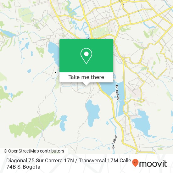 Mapa de Diagonal 75 Sur Carrera 17N / Transversal 17M Calle 74B S