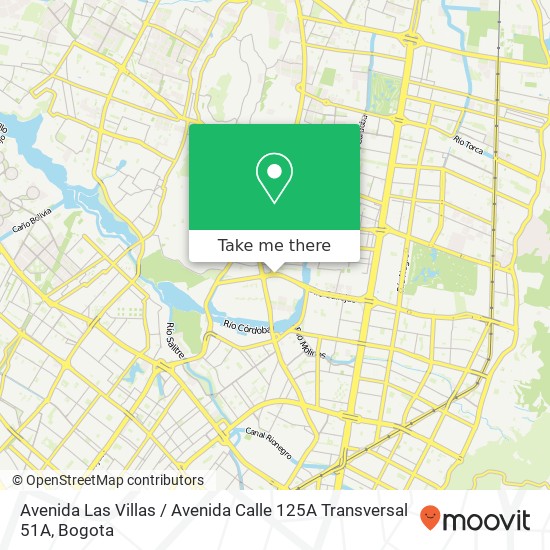 Avenida Las Villas / Avenida Calle 125A Transversal 51A map
