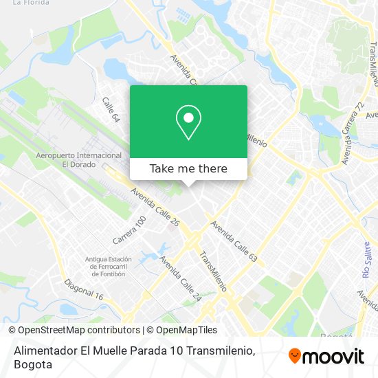 Mapa de Alimentador El Muelle Parada 10 Transmilenio