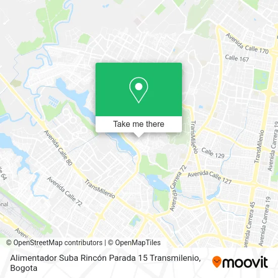 Mapa de Alimentador Suba Rincón Parada 15 Transmilenio