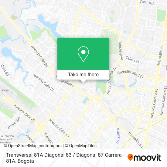 Mapa de Transversal 81A Diagonal 83 / Diagonal 87 Carrera 81A