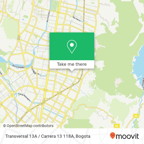 Mapa de Transversal 13A / Carrera 13 118A
