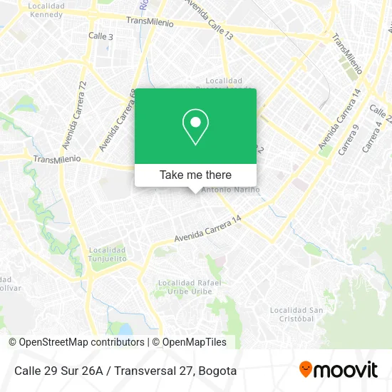 Mapa de Calle 29 Sur 26A / Transversal 27