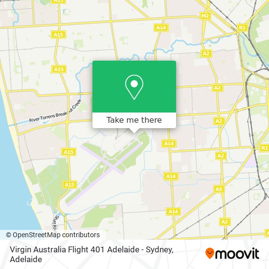 Mapa Virgin Australia Flight 401 Adelaide - Sydney