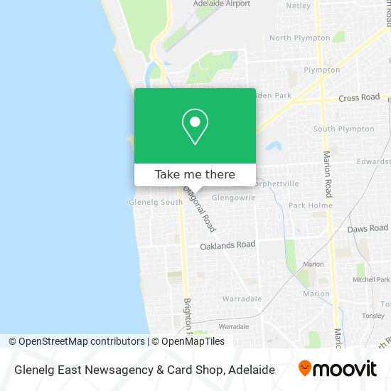 Mapa Glenelg East Newsagency & Card Shop