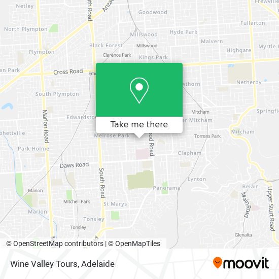 Wine Valley Tours map