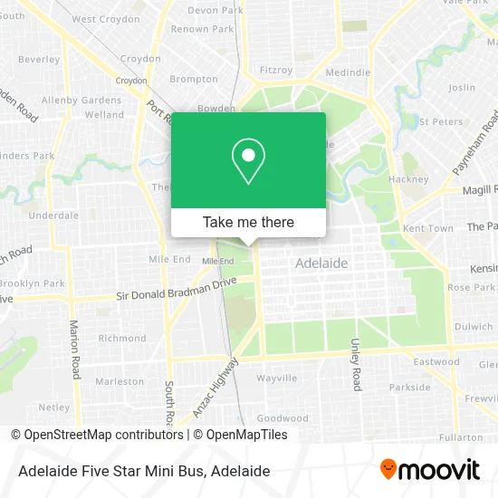 Mapa Adelaide Five Star Mini Bus