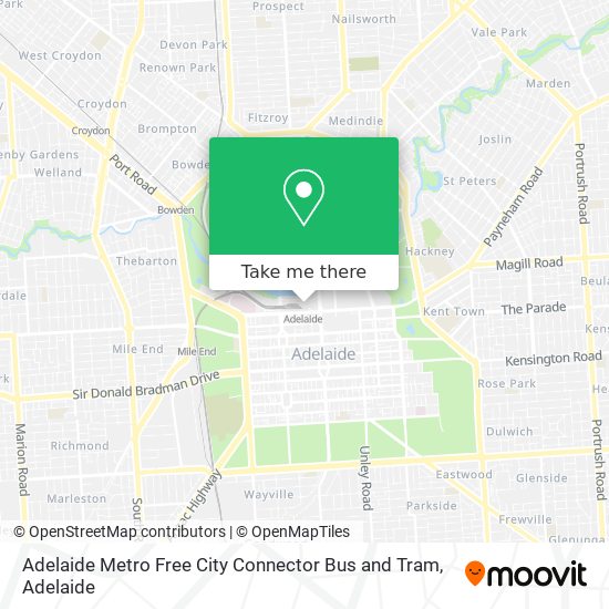 Adelaide Metro Free City Connector Bus and Tram map