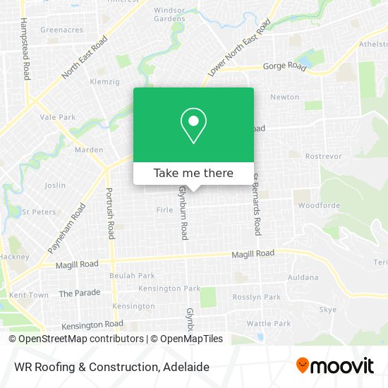 WR Roofing & Construction map