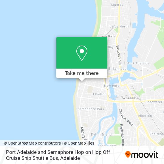 Port Adelaide and Semaphore Hop on Hop Off Cruise Ship Shuttle Bus map