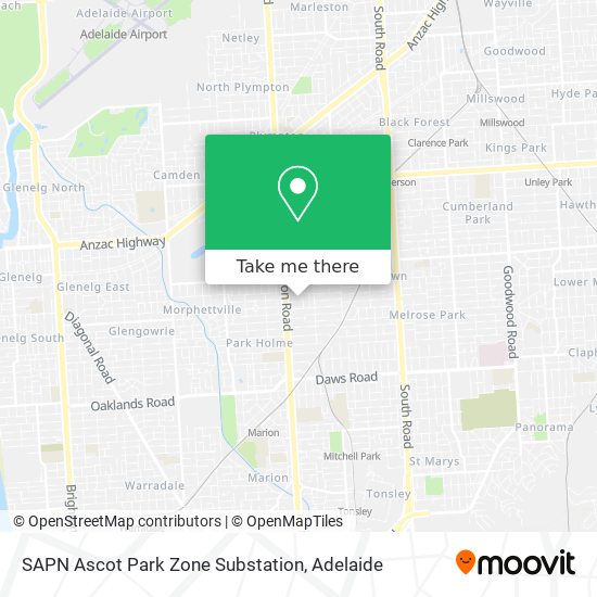 SAPN Ascot Park Zone Substation map