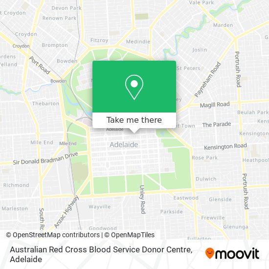 Mapa Australian Red Cross Blood Service Donor Centre