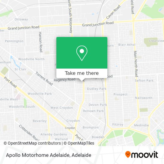 Mapa Apollo Motorhome Adelaide