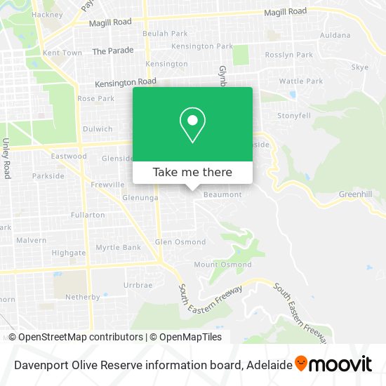 Mapa Davenport Olive Reserve information board