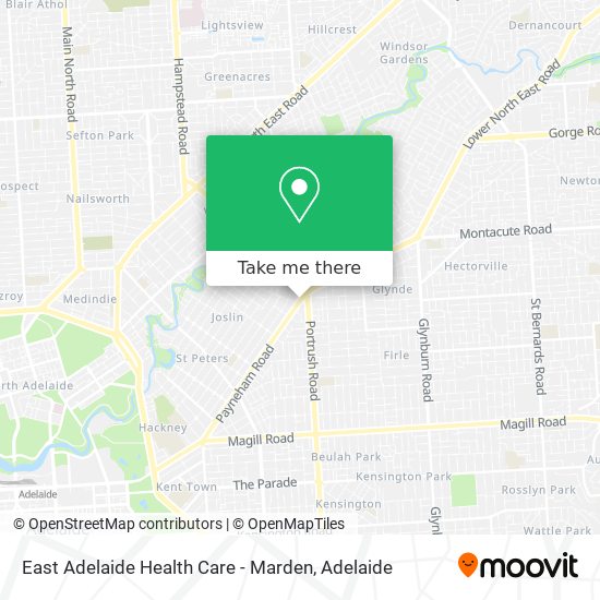 Mapa East Adelaide Health Care - Marden