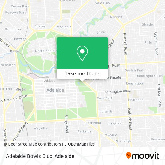 Adelaide Bowls Club map