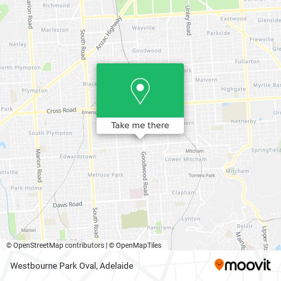 Mapa Westbourne Park Oval