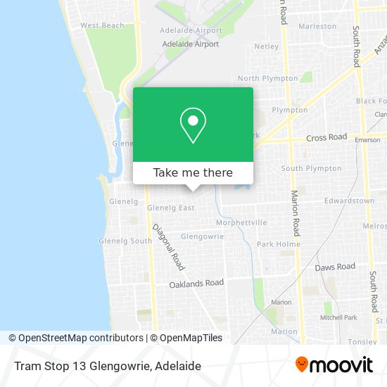 Mapa Tram Stop 13 Glengowrie