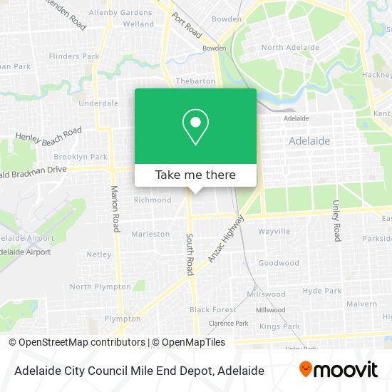 Mapa Adelaide City Council Mile End Depot