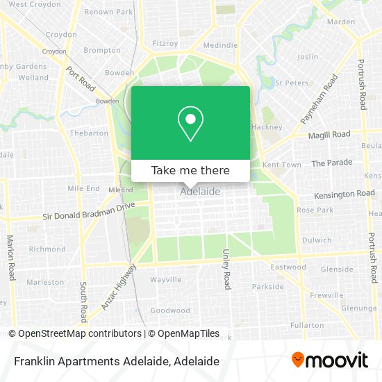 Mapa Franklin Apartments Adelaide