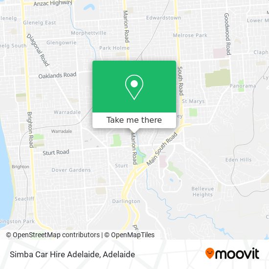 Simba Car Hire Adelaide map
