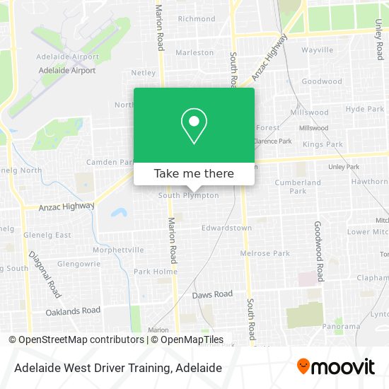 Mapa Adelaide West Driver Training