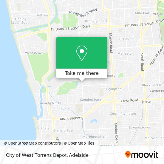 City of West Torrens Depot map