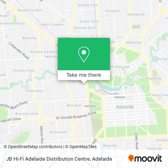 Mapa JB Hi-Fi Adelaide Distribution Centre
