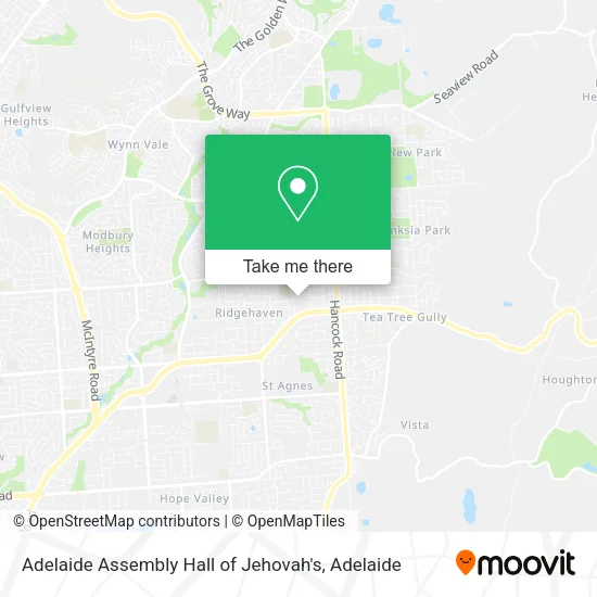 Mapa Adelaide Assembly Hall of Jehovah's