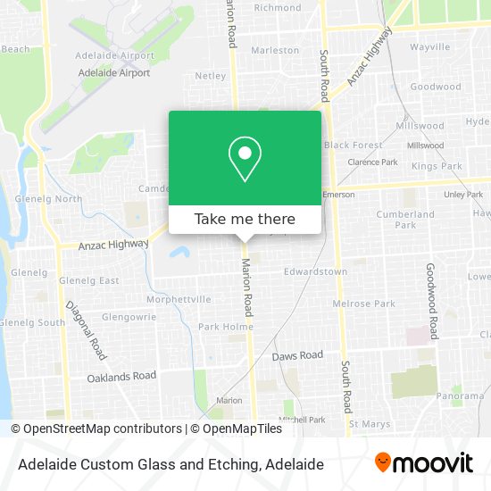 Adelaide Custom Glass and Etching map