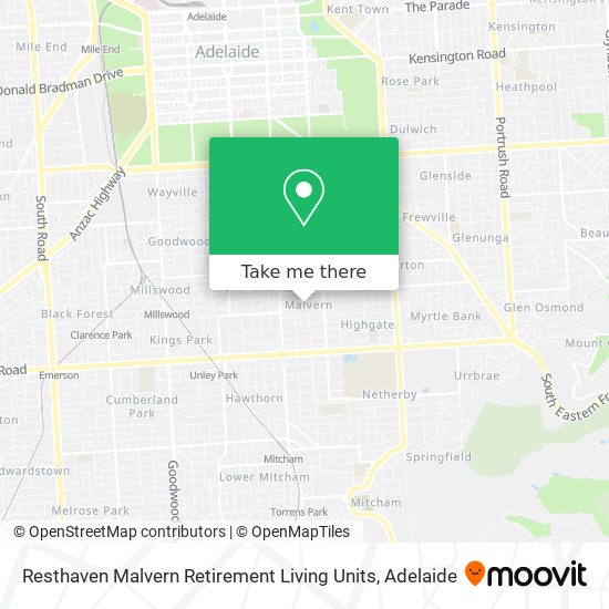 Mapa Resthaven Malvern Retirement Living Units