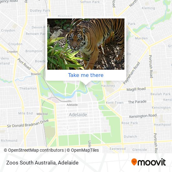How to get to Zoos South Australia in Adelaide by Bus, Train or Light rail?