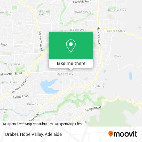 Mapa Drakes Hope Valley