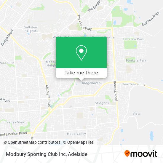 Mapa Modbury Sporting Club Inc