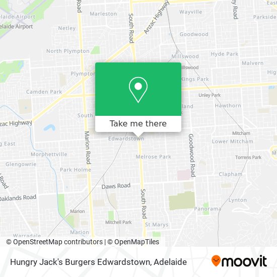 Mapa Hungry Jack's Burgers Edwardstown