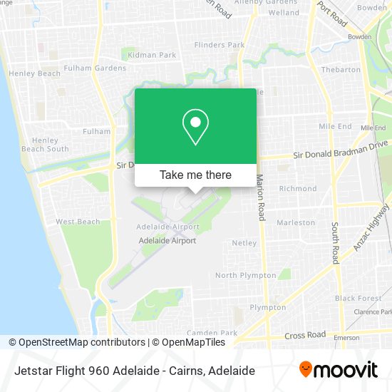 Mapa Jetstar Flight 960 Adelaide - Cairns
