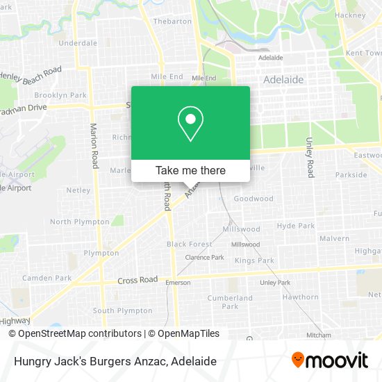 Mapa Hungry Jack's Burgers Anzac