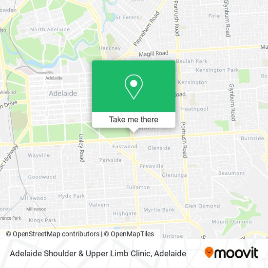 Mapa Adelaide Shoulder & Upper Limb Clinic