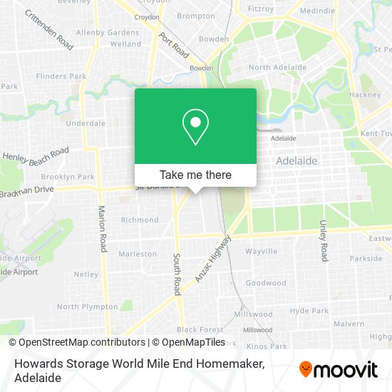 Howards Storage World Mile End Homemaker map