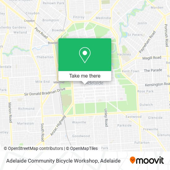 Adelaide Community Bicycle Workshop map